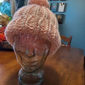 Cozy Woman's Pink Hand Knit Beanie